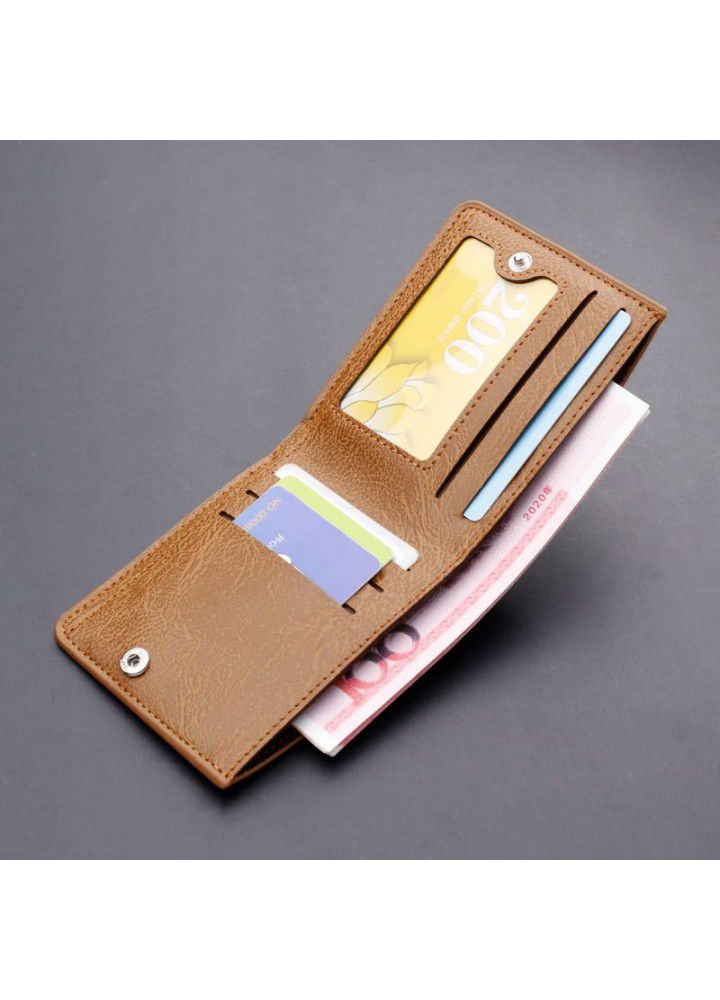 BUTTON WALLET short men's wallet wallet driver's license leather wallet cross border custom dollar wallet men