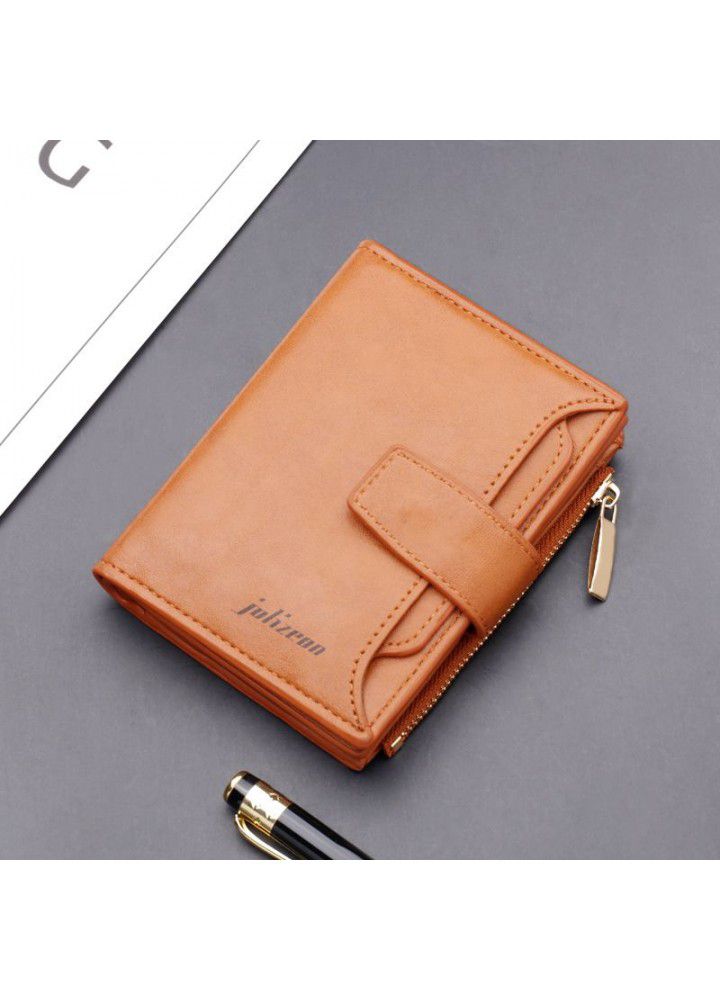 Zipper wallet wallet men's short multi card buckle wallet multifunctional leather gray wallet wholesale
