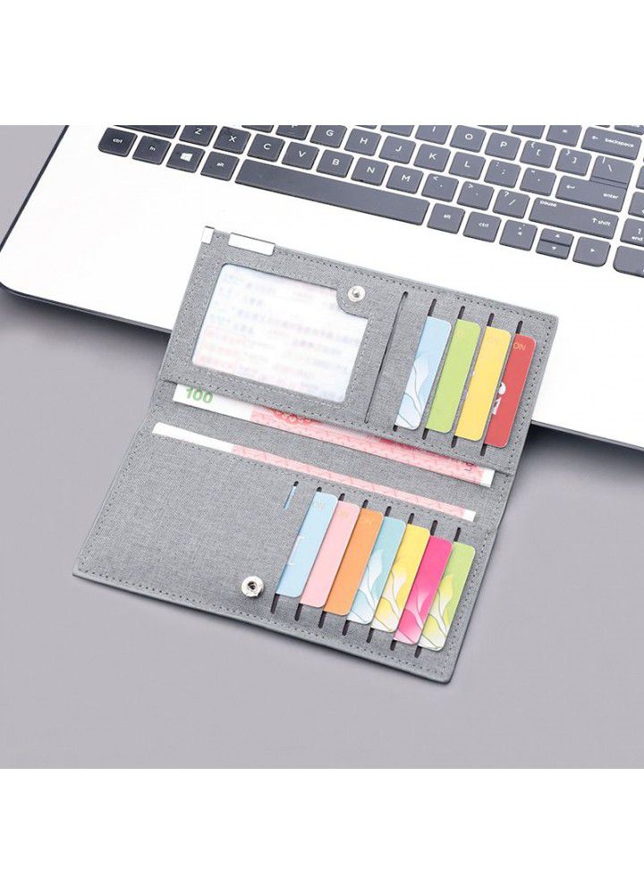 Canvas Wallet men's long college student leisure wallet ultra-thin multi card seat driver's license personalized wallet woman