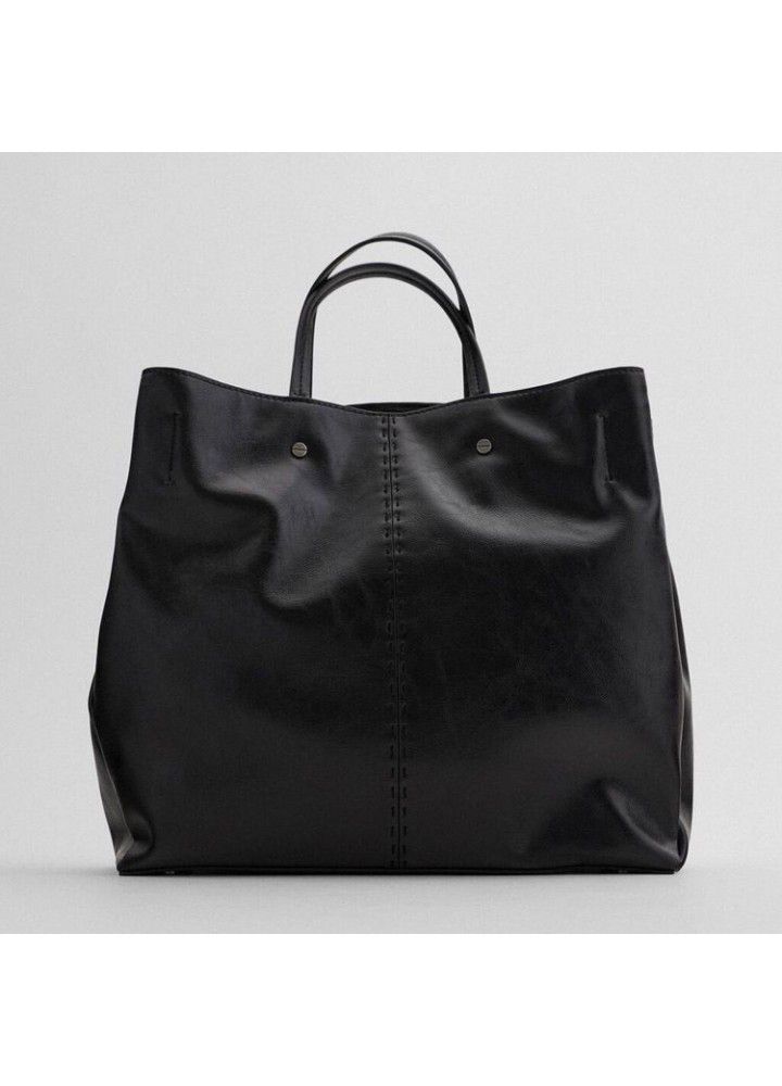 Za family's same  autumn winter new women's bag large capacity Tote Bag Black Versatile Campus Style Single Shoulder Messenger Bag 