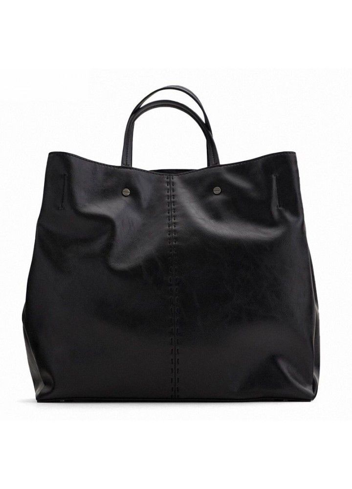 Za family's same  autumn winter new women's bag large capacity Tote Bag Black Versatile Campus Style Single Shoulder Messenger Bag 