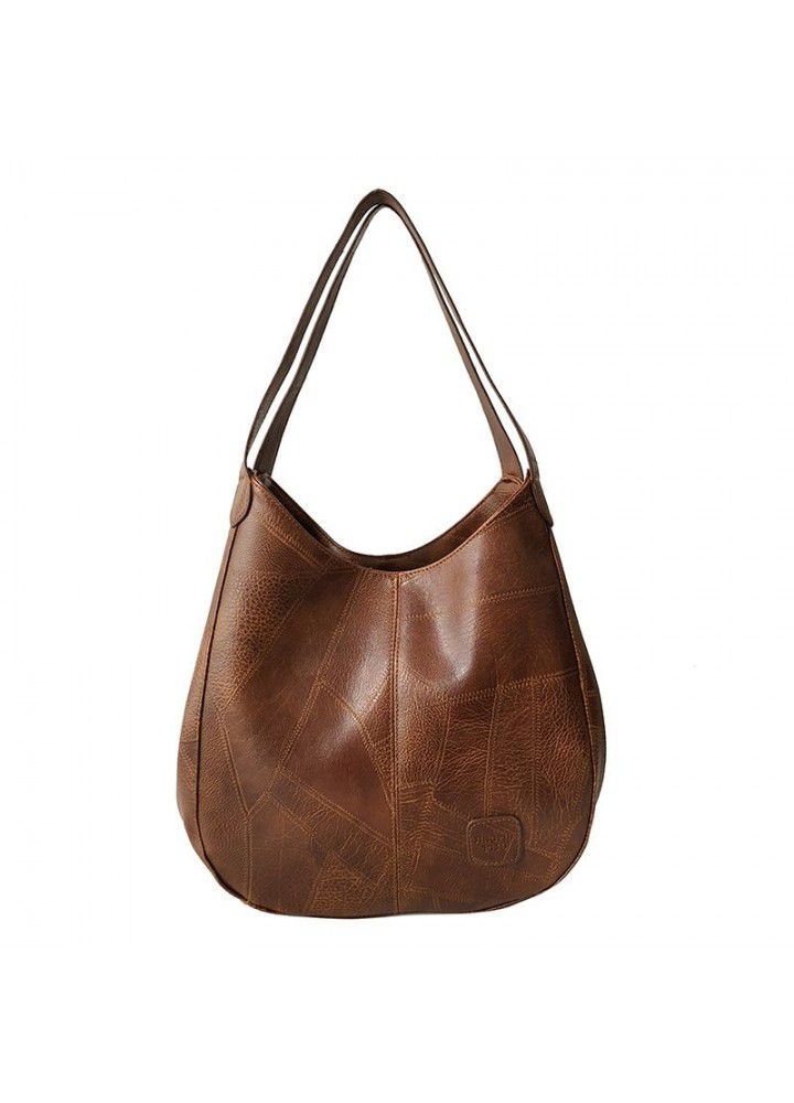Retro soft leather Korean Tote Bag literary simple single shoulder handbag multi compartment leisure Women's messenger bag wholesale 