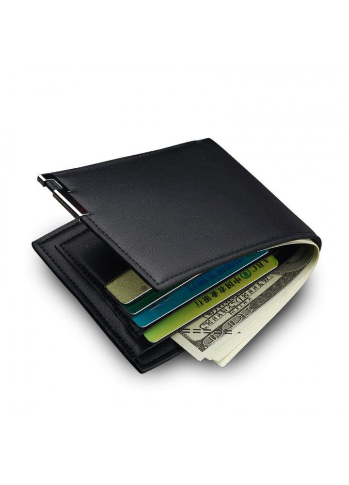 Cross border hot selling new men's short wallet iron edge Korean youth men's horizontal wallet trend card bag wholesale 