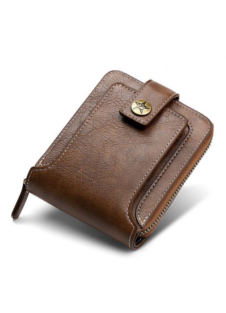carrken new men's wallet retro horizontal zipper zero wallet multifunctional card card card certificate bag 