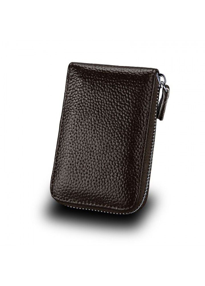 Hot selling multi-functional zipper organ card bag multi card slot card bag credit card cover zero wallet real leather clip manufacturer batch 