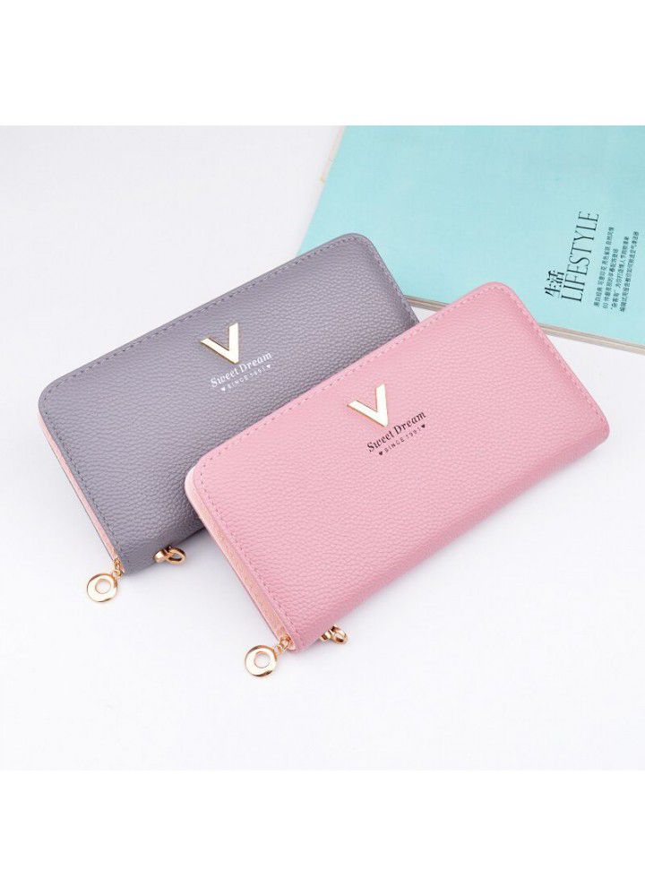  new wallet women's handbag long zipper wallet Korean fashion lychee pattern large capacity mobile phone bag