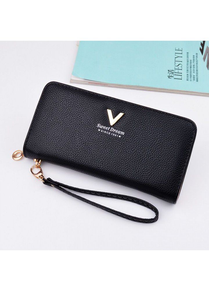 new wallet women's handbag long zipper wallet Korean fashion lychee pattern large capacity mobile phone bag