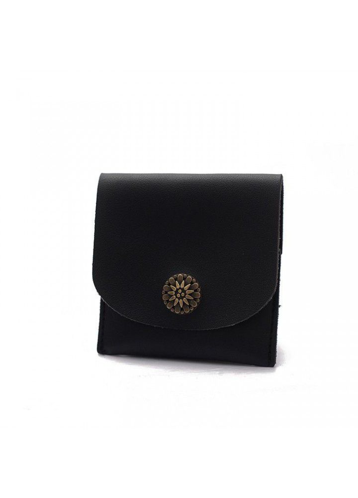  new Japan and South Korea simple short wallet women's European and American retro buckle small flower ticket clip card bag zero wallet